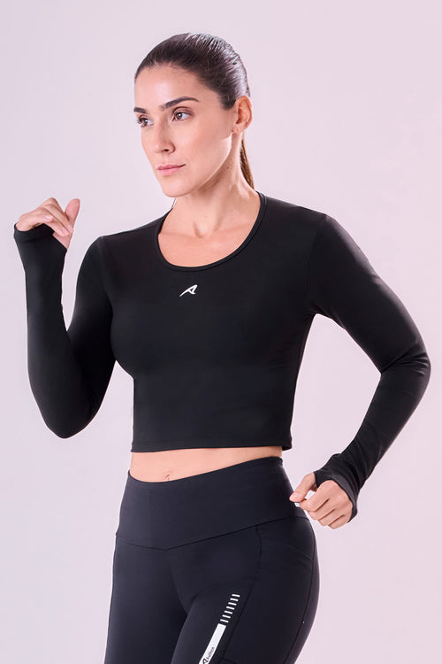 LONG SLEEVE CROPPED SIGNATURE SAMBA TEE