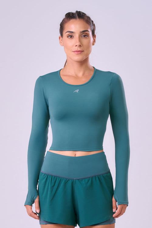 LONG SLEEVE CROPPED SIGNATURE SAMBA TEE