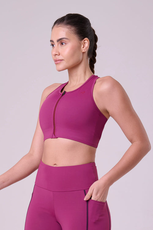 SIGNATURE SAMBA RACERBACK ZIP SPORTS BRA