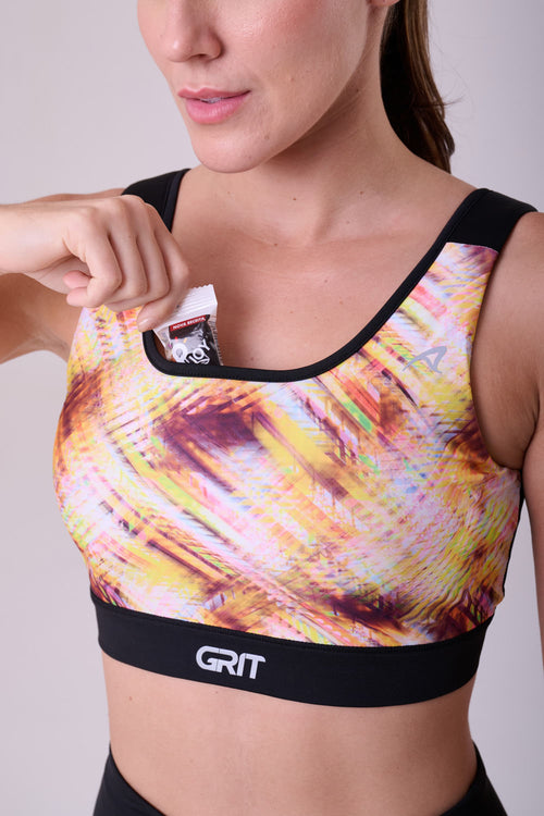 GRIT BOSSA ADJUSTABLE 1 POCKET TANKBACK SPORTS BRA
