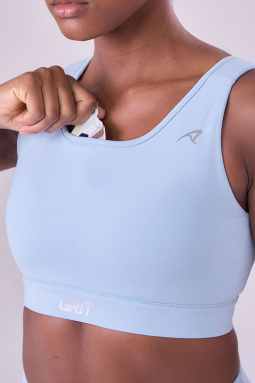 GRIT BOSSA ADJUSTABLE 1 POCKET TANKBACK SPORTS BRA
