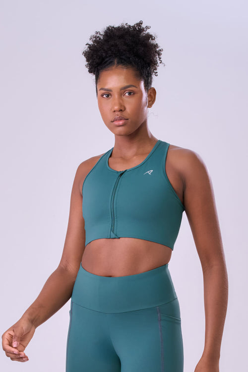 SIGNATURE SAMBA RACERBACK ZIP SPORTS BRA