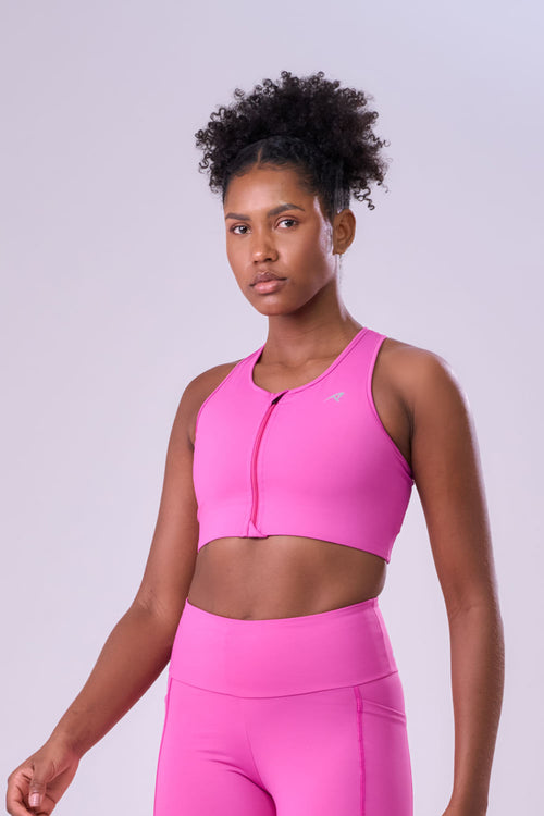 SIGNATURE SAMBA RACERBACK ZIP SPORTS BRA