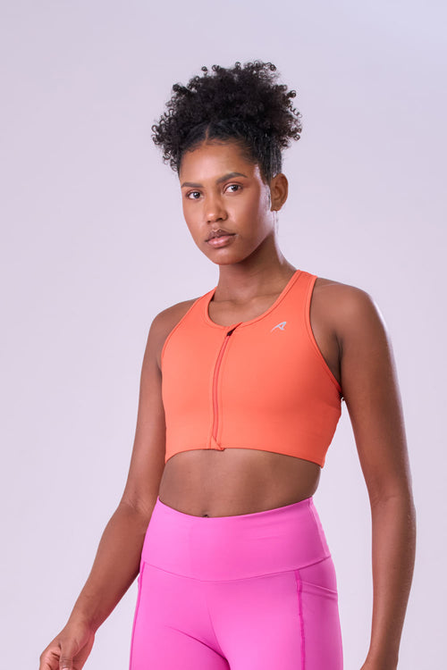 SIGNATURE SAMBA RACERBACK ZIP SPORTS BRA