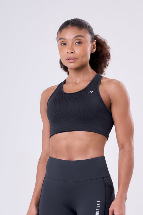 SIGNATURE SAMBA JACQUARD ZEBRA LUXE 1-POCKET RACERBACK SPORTS BRA