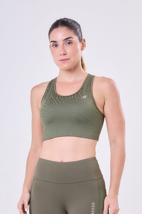 SIGNATURE SAMBA JACQUARD ZEBRA LUXE 1-POCKET RACERBACK SPORTS BRA