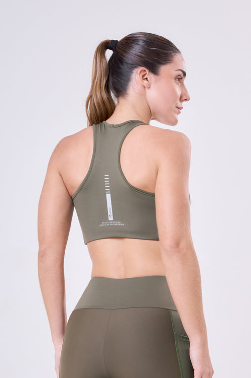 SIGNATURE SAMBA JACQUARD ZEBRA LUXE 1-POCKET RACERBACK SPORTS BRA