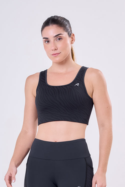 SIGNATURE SAMBA JACQUARD ZEBRA LUXE STRAIGHT SPORTS BRA