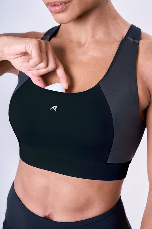 GRIT BOSSA TECH CIRÉ LUXE ADJUSTABLE 1-POCKET RACERBACK STRAP SPORTS BRA