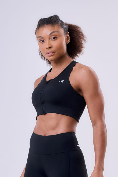 SIGNATURE SAMBA RACERBACK ZIP SPORTS BRA